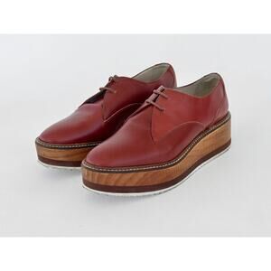 Zara Women Wooden Platform Oxfords Size 6.5